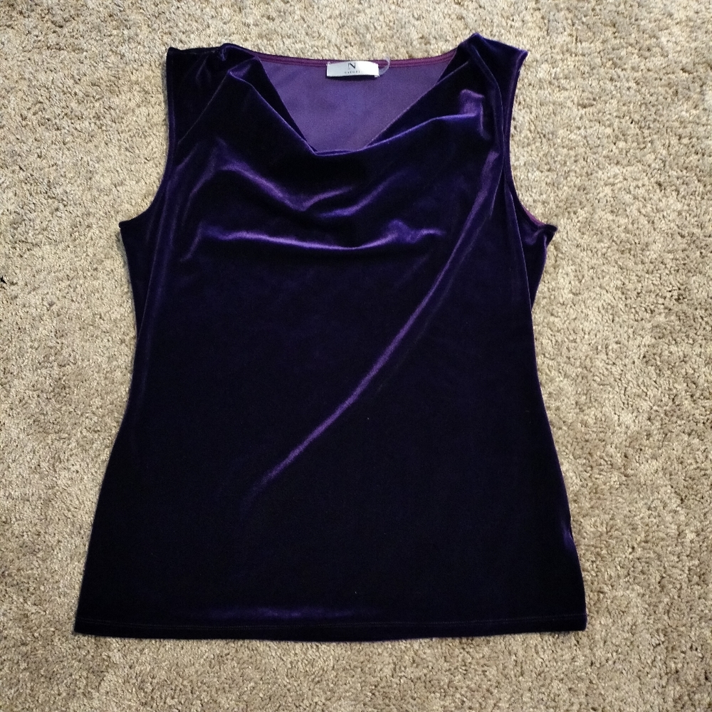 Natori purple cowl neck top size S